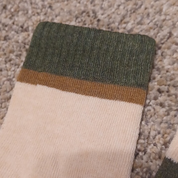 Cream Crew Socks with Green Accents - Women's Hosiery - Picture 2 of 2